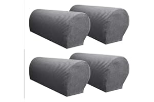 Yogsey Arm Rest Covers Arm Slipcovers Stretch Armchair Arm Covers Soft Polyester Arm Caps Non Slip Furniture Protector for Chair, Sofa, Couch Pack of 4 (Grey)