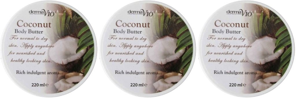 Derma V10 Coconut Body Butter 220ml x 3 Packs
