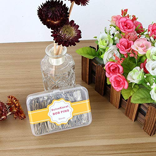ScivoKaval-Bobby-Pins-Bulk-Champagne-Gold-for-Blonde-100-Count-Hair-Bob-Pins-Bulk-in-a-Case-Box-Tub