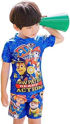 Minin Boys Girls Cute Dog Rash Guard Short Sleeve Sunsuit Swimwear(Baby/Toddler/Little Kid)