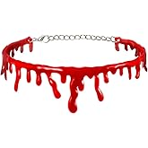 Dzrige Halloween Blood Necklace Horror Bloody Choker Necklace Red Blood Drip Necklace Costume Accessories for Women Girls Halloween Cosplay Party Decoration