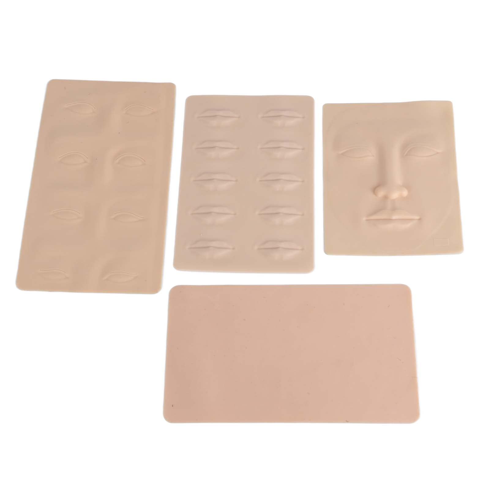 Silicone Fake Skins Set 4pcs, 4D Thickened Tattoo Practice Skin for Tattoo Artists and Beginners, Lip Eyebrow Face Tattoo Practice Skin Accessory