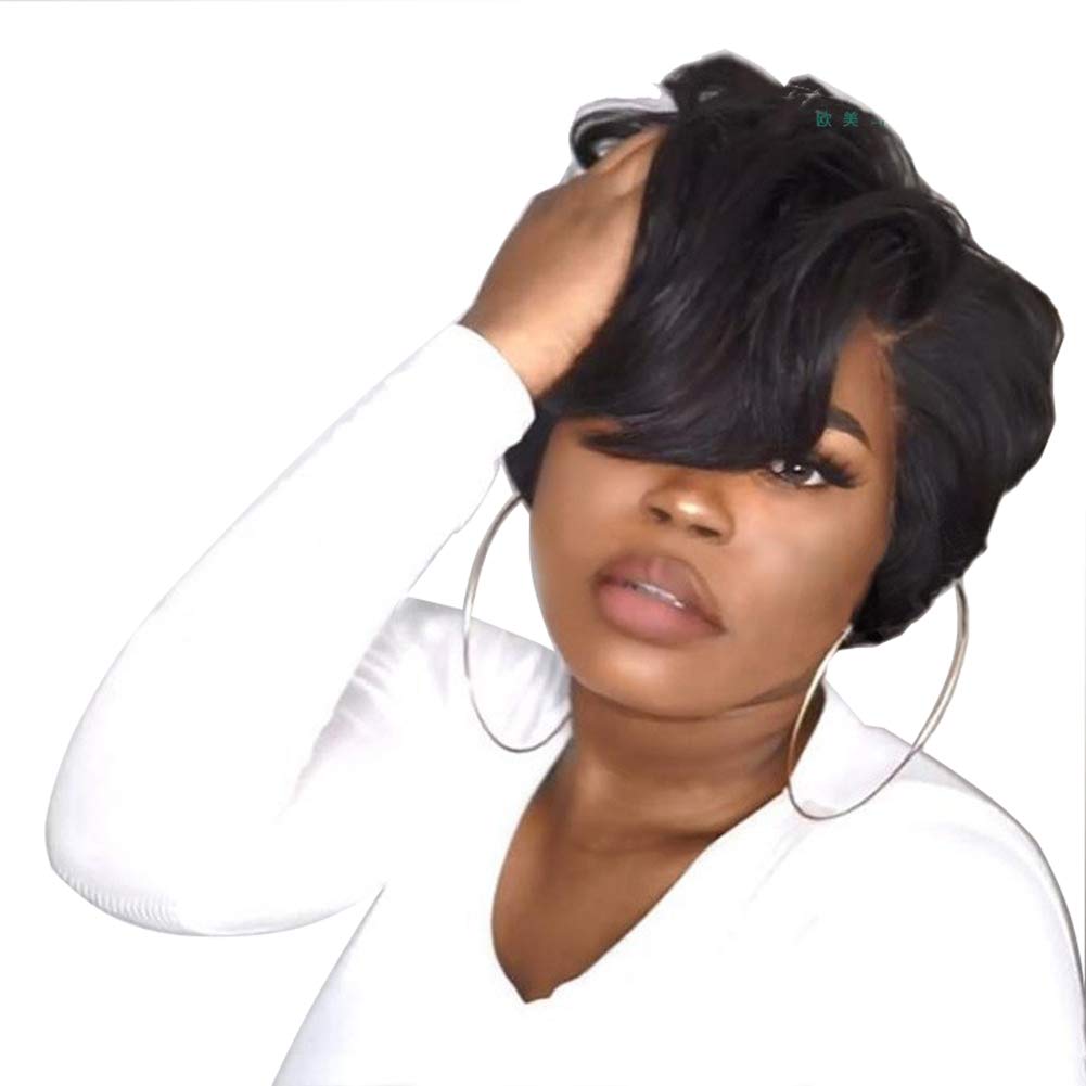 Short Black Wigs Synthetic Wigs For Women Middle Part