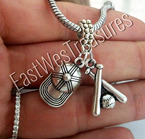 EWT Softball Baseball Gloves Glove Bat ball hat Charm Pendant for fit all brand & designer charm bracelets and any chain necklace/baseball Bracelet