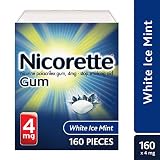 Nicorette Nicotine Gum, Stop Smoking Aid, 4mg,  White Ice Mint Flavor, 160 count