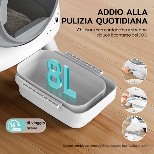Cura X1 Self-Cleaning Cat Litter, 80+8L Self-Cleaning Litter, Safety Sensors, Odour Removal, App Control, Large Capacity, Automatic Litter for Multiple Cats