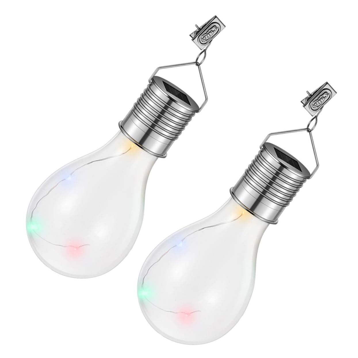 Yardwe Solar Powered Outdoor Light Bulb with Copper Wire and Clip Energy Saving Led Hanging Lamp for Garden Patio Yard Decoration Screw in E14 Base 6-Inch Size