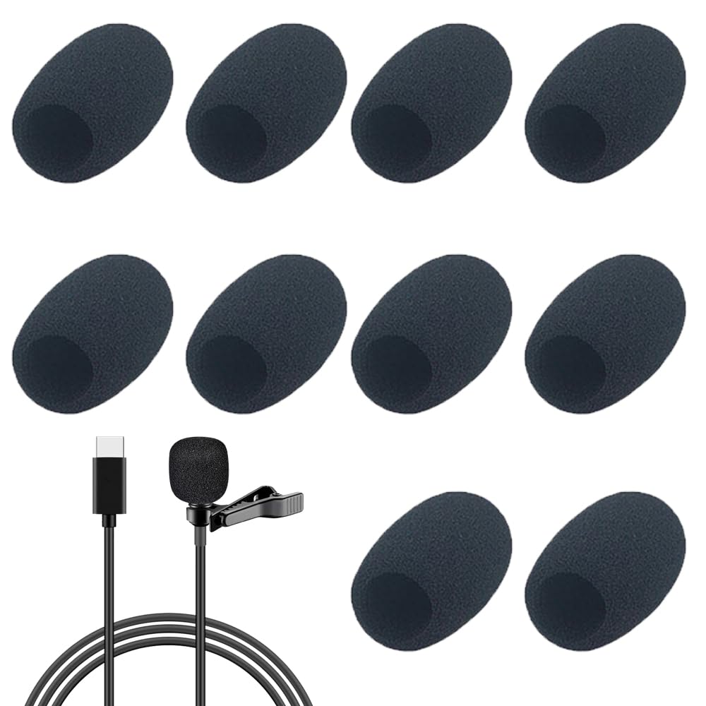 10 Pcs Microphone Covers Foam M3 Headset Foam Mic Covers Microphone Protector for Conference Room, Black