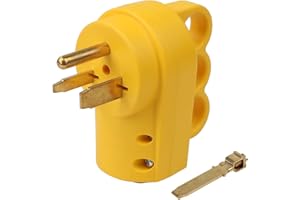 ACBROAD Nema 6-30P/Nema 6-50P 30A/50A 250V Welder Rewirable Power Plug, Nema 6-30P Straight Blade Connectors ETL Listed, 30A 50A Welder AC Plug, with an Extra Metal Terminal Included.