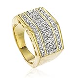 Men's Goldtone Iced Out Block Style Finger Ring Sizes 9-11 (10)