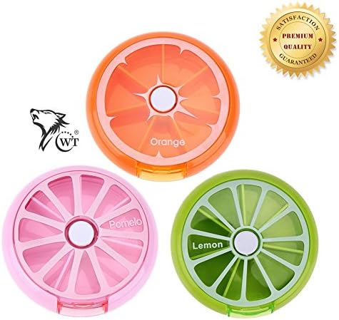 WT Premium Quality Weekly Pill Box Holder Dispenser for Your Supplements and Pills [Pack of 3]