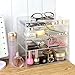 Ikee Design Acrylic Cosmetics Lipsticks Makeup Organizer Holder Box with 4 Removable Drawers, 10