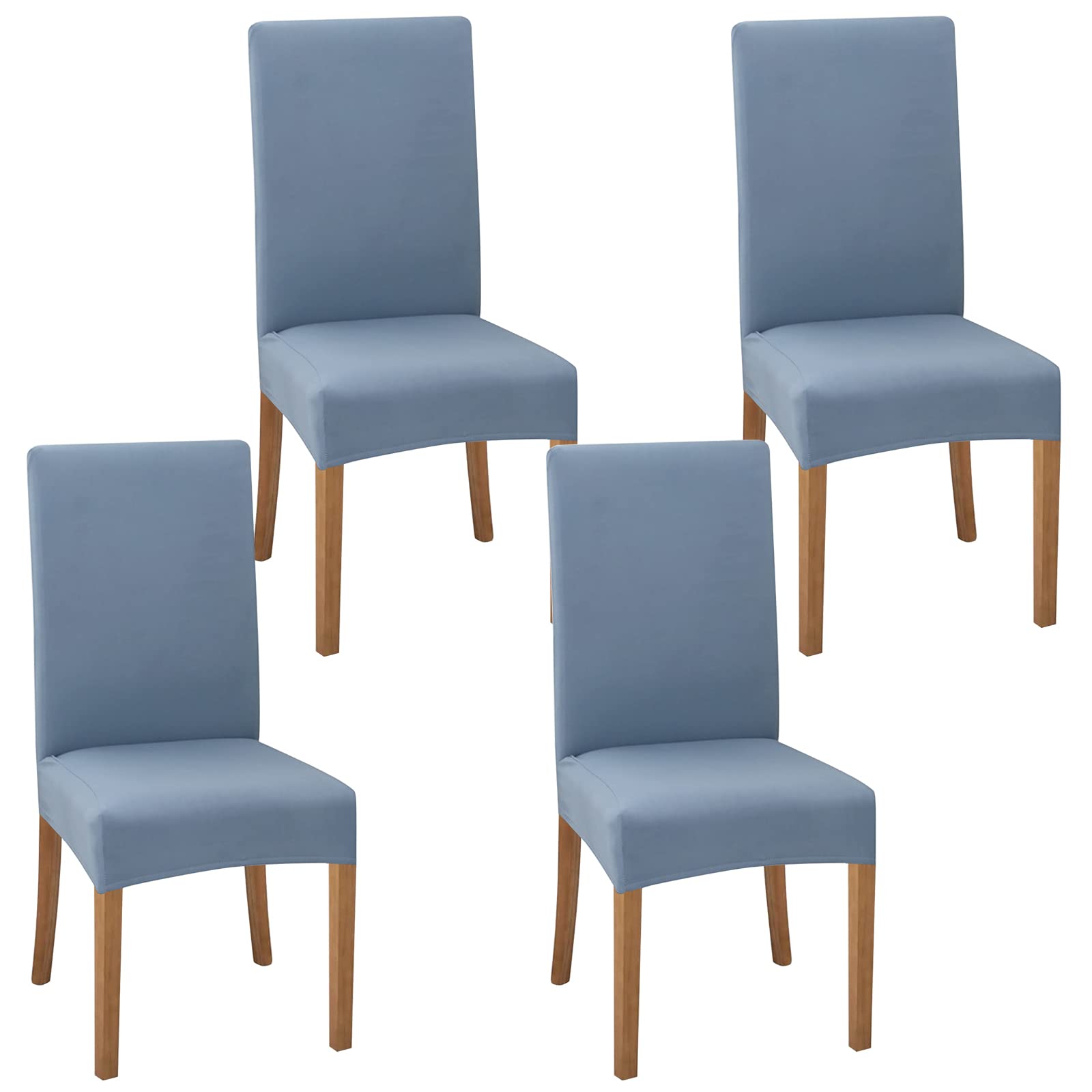 Kaket Dining Chair Covers for Dining Room Set of 4, Stretch High Back Chair Slipcovers Removable Washable, Dining Chair Protective Cover Chair Decoration Cover for Home Hotel Dining Room (Grey Blue)