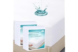 PARKDENY Twin XL Waterproof Zippered Mattress Encasement, Breathable, Noiseless, Machine-Washable Zipped Mattress Cover, Fitting 7" - 13" Deep Mattress 2 Pack