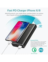 Cargador portátil delgado USB C de 18 W con cargador de alimentación y batería de carga rápida 3.0 compatible con Nintendo Switch, iPhone Xs XR X 8, MacBook New Type C iPad Pro MacBook Air