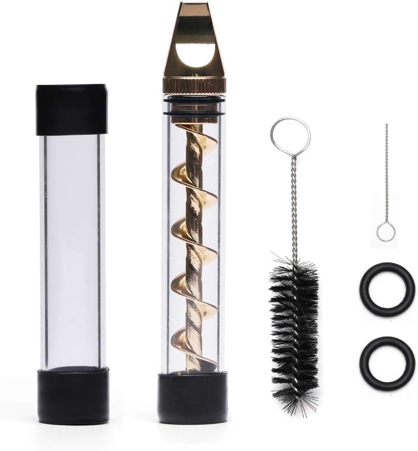 Glass Tube Kit for Herbs and Spices with 2 x Glass bottle 2 x O-Rings 2 x Rubber Caps 2 x Cleaning Brush 1 x Packing Box (gold)