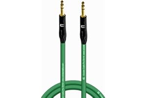 COLUBER CABLE 1/4 TRS Male to 1/4" TRS Male - 5 Feet - Green - 1/4 (6.35mm) Stereo Balanced Male to Male Connector for Powered Speakers, Audio Interface or Mixer for Live Performance & Recording