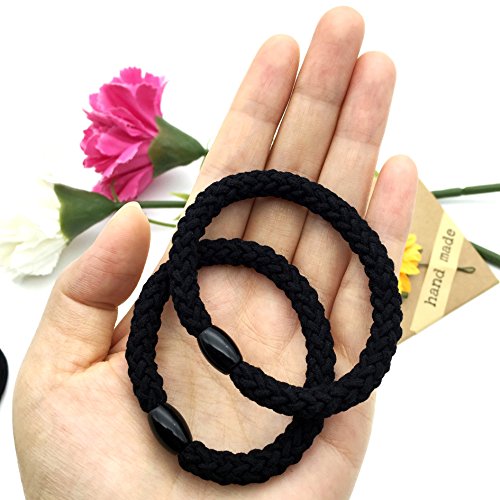 Elastic Hair Bands Ties and Ponytail Holder for Women and Girls, 6 Count Black Color Natural Heavy Duty Hair Ties Band for Long Short Thick Hairs