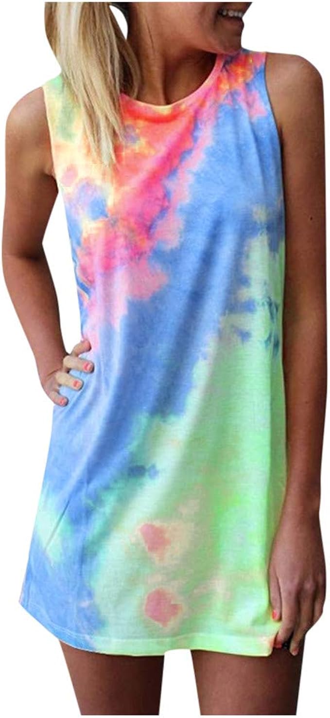 tie dye sleeveless dress