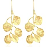 Leaf Chandelier Earrings for Women, Golden Leaf Cluster Earrings, Gold Leaf Plant Dangle Earrings Hypoallergenic, Cute Tree Leaf Statement Drop Earrings, Bohemian Flower Floral Leaf Earrings Studs