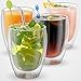 Double Wall Glass Cup - 12 oz - Set of 2, Verona Collection, Double Walled Glass Coffee Cups for Latte, Cappuccino or Tea, Premium Clear Glass mugs for coffee insulated Glass Coffee Cups. AM-07