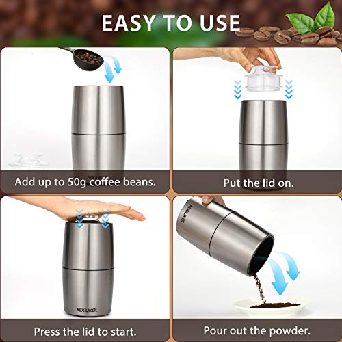 Edelstahl Kaffeemühle Elektrische Gewürzmühle 200W tragbare Kaffee und Gewürz Mühle mit Edelstahlklingen, 50dB… – Bild 6