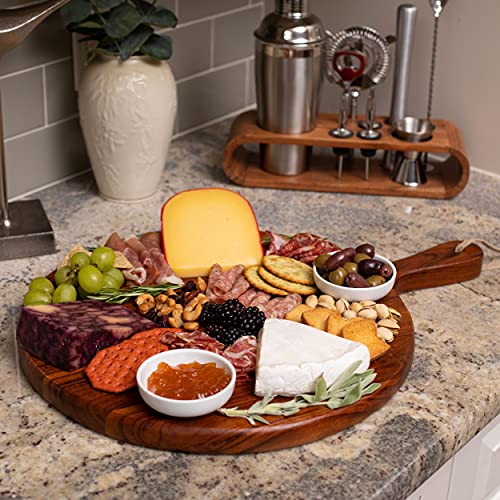 BirdRock Home 15” Round Acacia Wooden Cheese Serving Board with