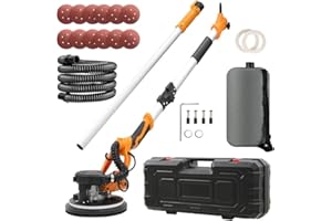 Drywall Sander 1250W, 11.5 Amp Electric Sander with Vacuum, 5 Variable Speed 500-1800RPM with Telescopic Handle with LED Ligh