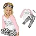 Baby Girl 3PCS Outfits Set,YJM Toddler Baby Kids Girls Clothes T-shirt Pants Leggings Headband (3T, White)