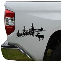 Rosie Decals Moose Forest Mountain Outdoors Die Cut Vinyl Decal Sticker For Car Truck Motorcycle Window Bumper Wall Decor Size- [6 inch/15 cm] Wide Color- Matte Black