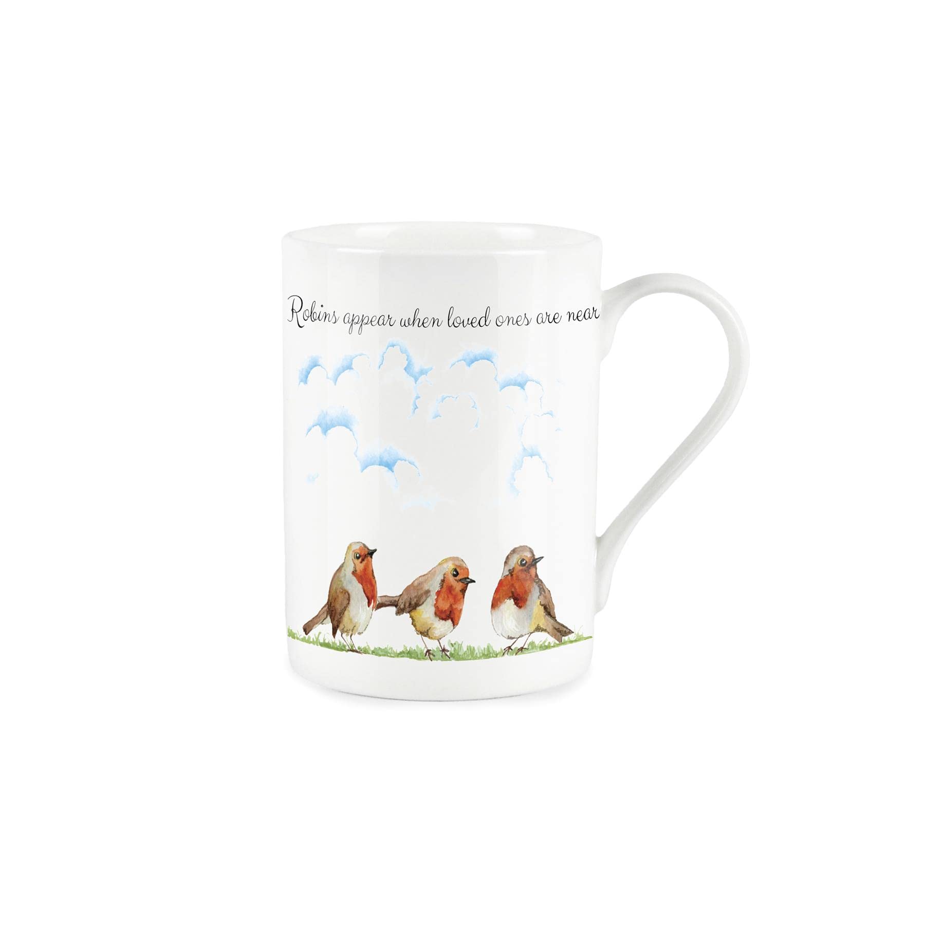 Purely Home Robins Appear When Love Ones are Near Quote Text - Bone China Style White - Sympathies/Loss Robin Bird Mug Coffee/Tea Present Gift