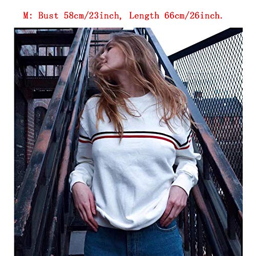 Germinate Crew Neck Sweatshirts Women Casual Sports Cute White Baggy Pullover Sweaters Plus Size (White, M) - Thumbnail 2