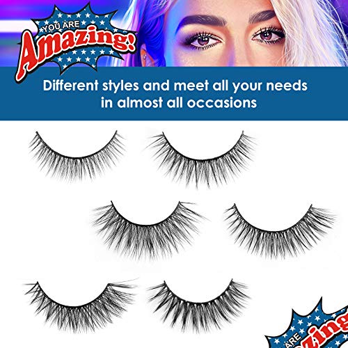 Invisible Magnetic Eyelashes with Eyeliner Kit, Viciley 3D Invisible Magnetic False Lashes EXTRA Lightweight MORE Comfortable, 6 Styles Reusable Fake Eyelashes 2 Liquid Eyeliners, American Flag