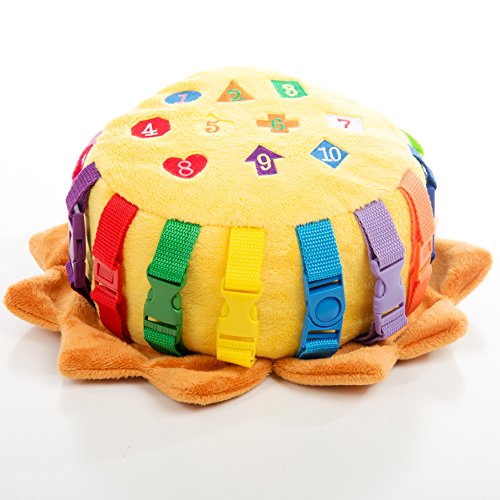 BUCKLE TOY "Benny" Lion Bag - Toddler Early Learning Basic Life Skills Children's Plush Travel Activity