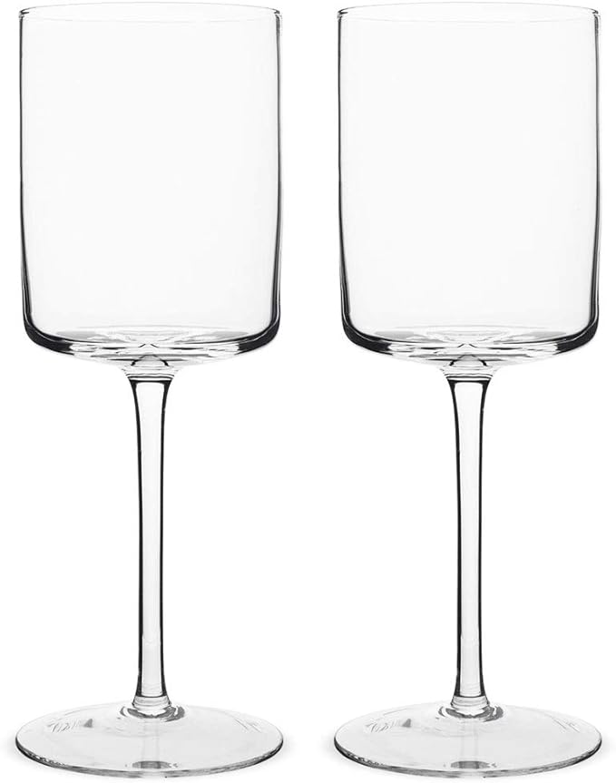 Edge Wine Glasses, Modern & Elegant Square Glass Set of 2, Large Red Wine or White Wine Glass
