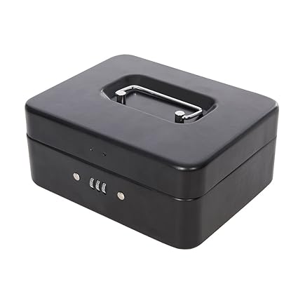 Silverline 732370 Metallkassette für Geld und Wertsachen, mit 3-stelligem Zahlenschloss Black