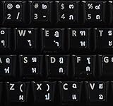 THAI KEYBOARD STICKERS WITH WHITE LETTERING ON TRANSPARENT BACKGROUND