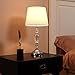 POPILION Modern Style Chrome Bedroom Livingroom Crystal Bedside Table Lamp,Desk Lamps with White Fabric Shade for Bedroom, Dresser, Living Room, Kids Room, College Dorm, Coffee Table, Bookcase