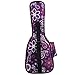 Hola! Music Heavy Duty SOPRANO (up to 21.5 Inch) Ukulele Gig Bag with 15mm Padding, Purple Flowers