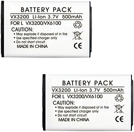 2 Pack Fenzer Replacement 500mAh Cell Phone Battery for LG vx1000 Migo vx3200 vx3300 vx3400 vx4650 vx4700 vx4750 vx5200 vx5300 vx6100 vx8100 vx8300