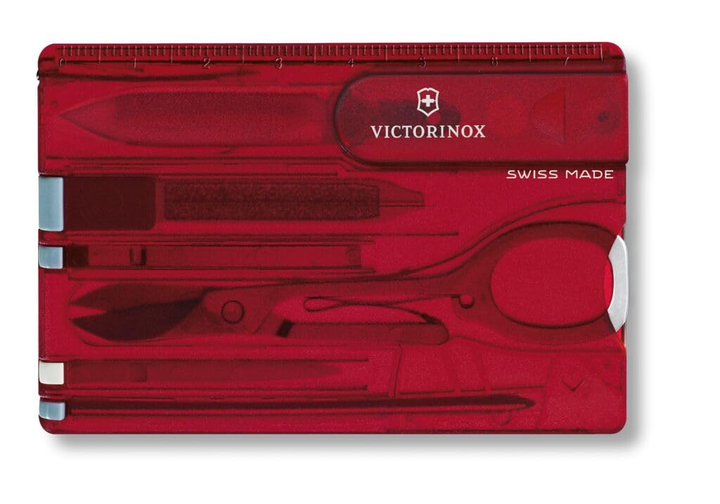 Photo 1 of Victorinox Swiss Card Classic Swiss Army Knife, 10 Functions, Swiss Made Pocket Knife with Scissors and Pressurized Ballpoint Pen - Ruby