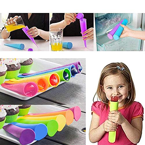 GOLDGE Set of 6 Ice Moulds Silicone Ice Moulds Ice Mould with Silicone Funnel Made of 100% Food-Grade Silicone for DIY Summer Ice Cream