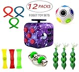 EDsports 12 Pack Sensory Fidget Toys Set-Bike Chain,Marble Fidget Toys,Rainbow Magic Sensory Balls,Squeeze-a-Bean Soybeans for Autistic Relieves Stress