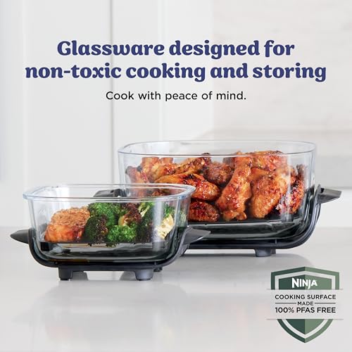 Ninjas | Freidora de aire | Sistema de cocción portátil Crispi 4 en 1 | Recipientes de vidrio de 4 cuartos y 6 tazas, platos para verduras y tapas de almacenamiento incluidos | Apto para microondas, congelador y lavavajillas | Lila esmerilada | FN101PR Ninjas | Freidora de aire | Sistema de cocción portátil Crispi 4 en 1 | Recipientes de vidrio de 4 cuartos y 6 tazas, platos para verduras y tapas de almacenamiento incluidos | Apto para microondas, congelador y lavavajillas | Lila esmerilada | FN101PR