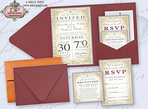 Orange And Silver Wedding Invitations 2