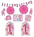 Amscan One Wild Girl 1st Birthday Room Decorating Kit, Large, Pink