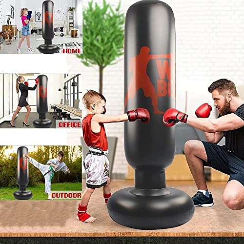 Beauenty Inflatable Punching Bag With Stand for Kids - Free Standing Boxing Bag for Karate, Taekwondo, De-stress - With Air Pump Boxing Set (160cm)