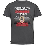 I Would Push You Zombies German Shepherd Dark Heather Adult T-Shirt