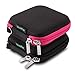 TouchFine (2Pack) Hard EVA Carrying Case for iPod/MP3/Earphones/Usb Cable 2 Mesh Pockets Storage Bags-Black+Black/Hot Pink