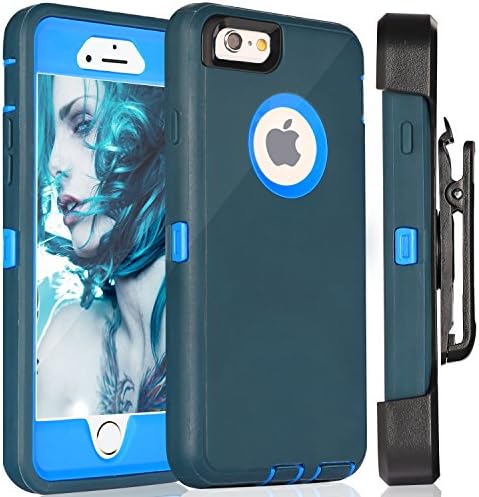 iPhone 6 Case, Fogeek Heavy Duty PC + TPU Combo Protective Case for iPhone 6/6S w/ 360 Degree Rotary Belt Clip & Kickstand (Dark Green/Blue)